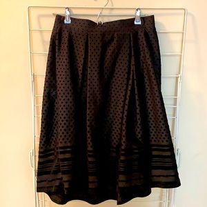 Black full skirt, velvet textured